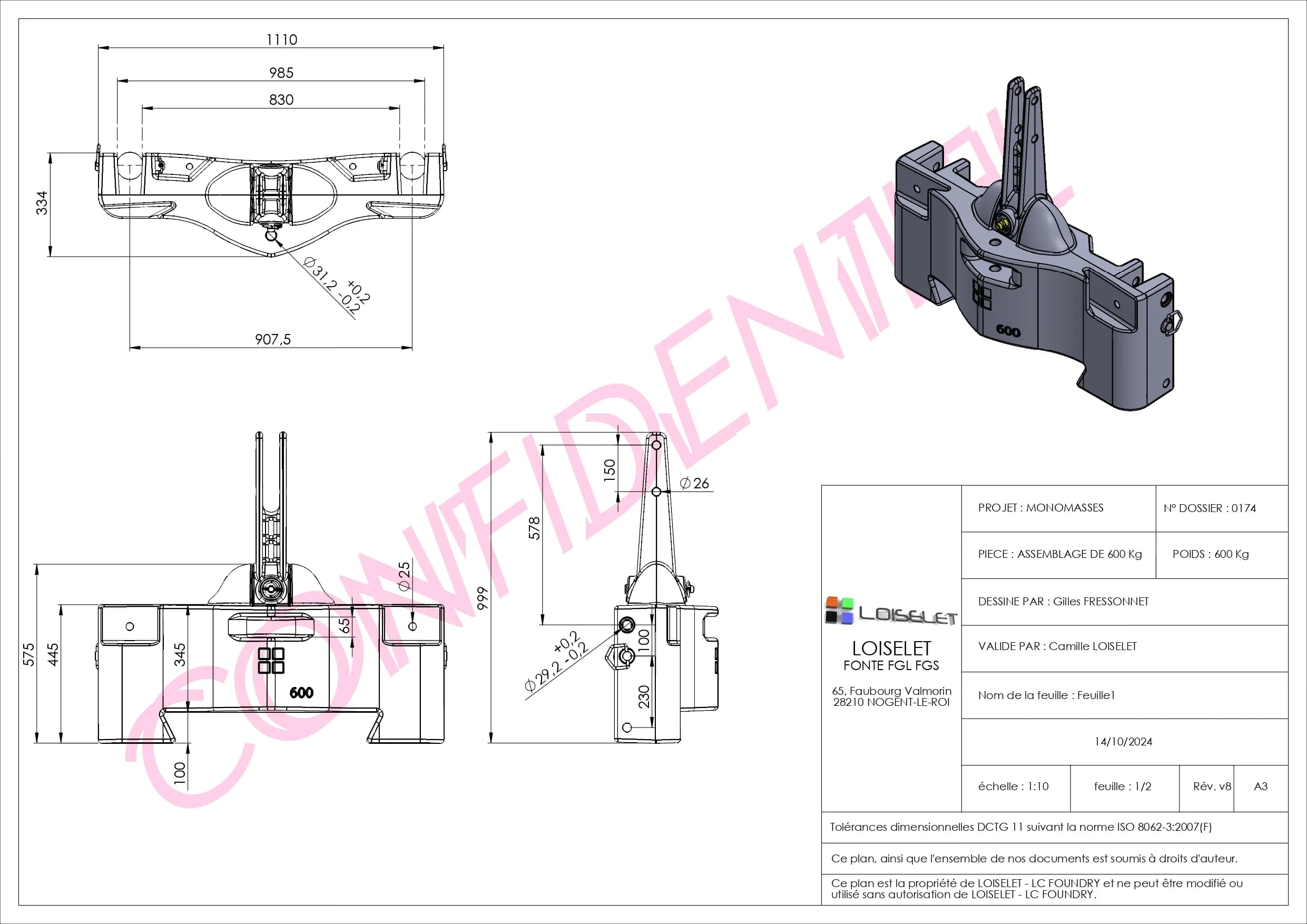 Plano de montagem - 600 kg