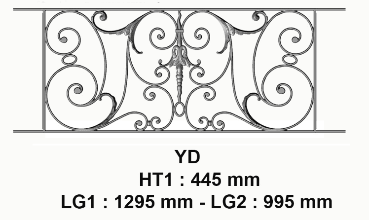 Grade de varanda, guarda-corpo de ferro fundido — ref YD