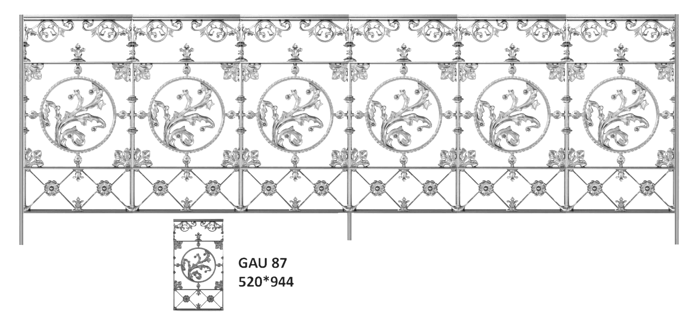 Balustrada, guarda-corpo trabalhada em ferro fundido