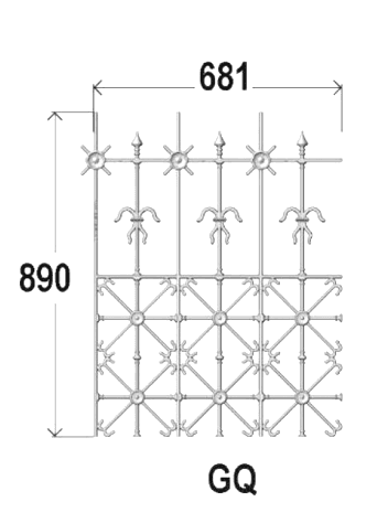 Balustrada, guarda-corpo trabalhada em ferro fundido
