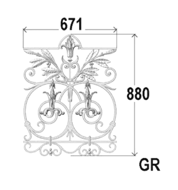 Balustrada, guarda-corpo trabalhada em ferro fundido
