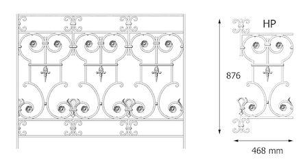 Balustrada, guarda-corpo trabalhada em ferro fundido