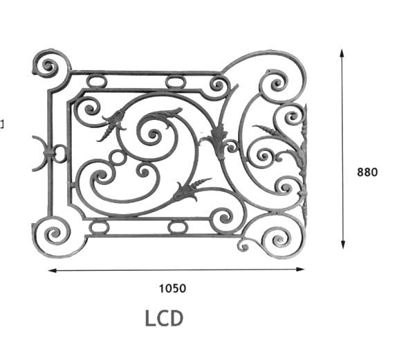 Balustrada, guarda-corpo trabalhada em ferro fundido