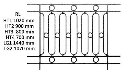 Balustrada, guarda-corpo trabalhada em ferro fundido