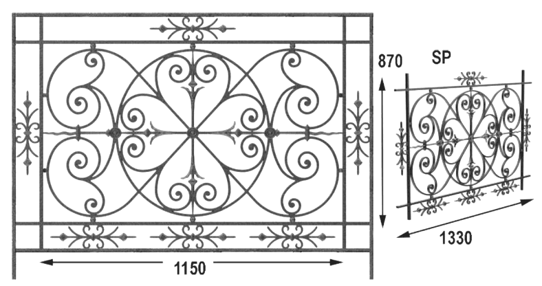 Balustrada, guarda-corpo trabalhada em ferro fundido