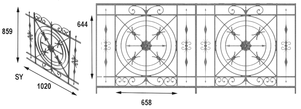 Balustrada, guarda-corpo trabalhada em ferro fundido