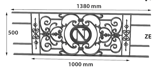 Grade de varanda, guarda-corpo de ferro fundido — ref ZE