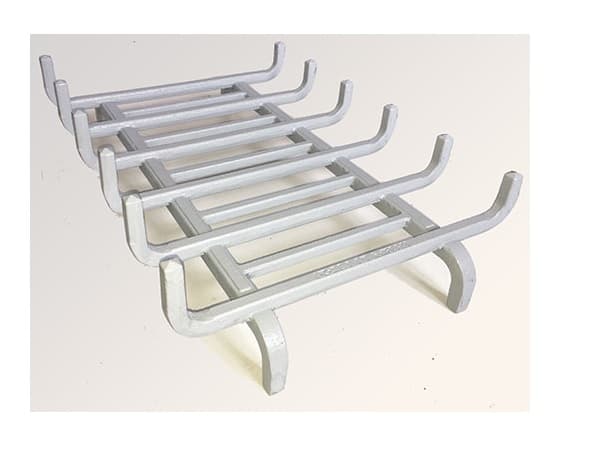 Suporte para lenha de ferro fundido com concha 6 barras